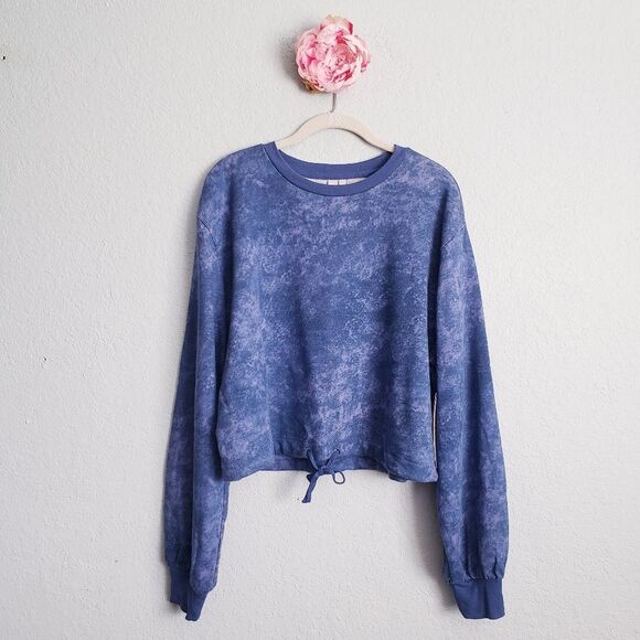 Zella Blue Mineral Washed Cropped Sweatshirt - Picture 1 of 7